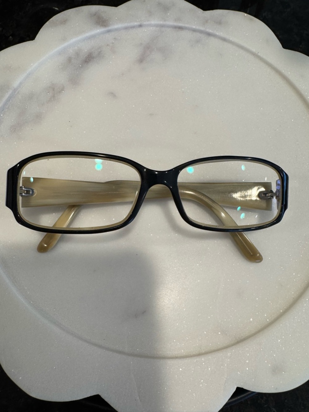Fendi Black Front Eyeglasses with Black & Beige Temples